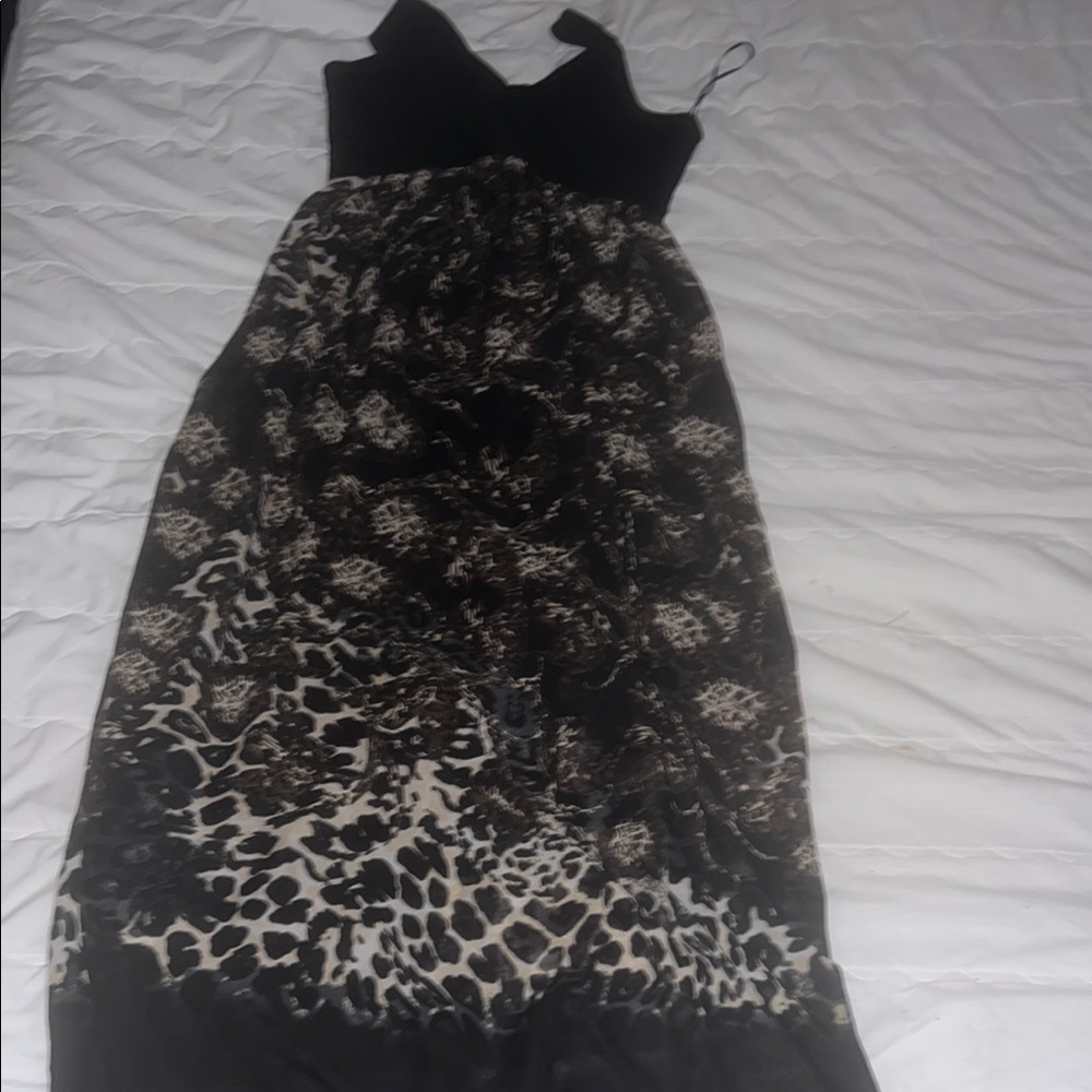 Chic Black and Animal Print Dress